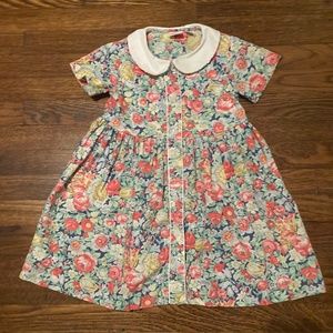 Talbots Kid Floral Dress with Peter Pan Collar Size 5 Short Sleeve